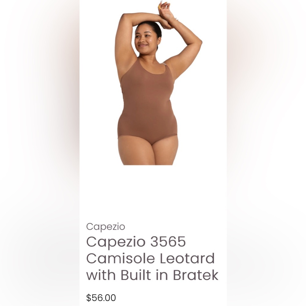 Capezio 3565 Camisole Leotard with built in Bratek Size Large Skintone 60 BNWT